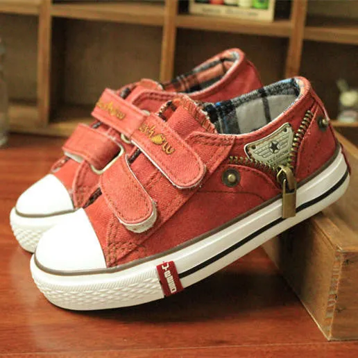 14 kinds New Arrived Size 25-37 Children Shoes Kids Canvas Sneakers Boys Jeans Flats Girls Boots Denim Side Zipper Shoes