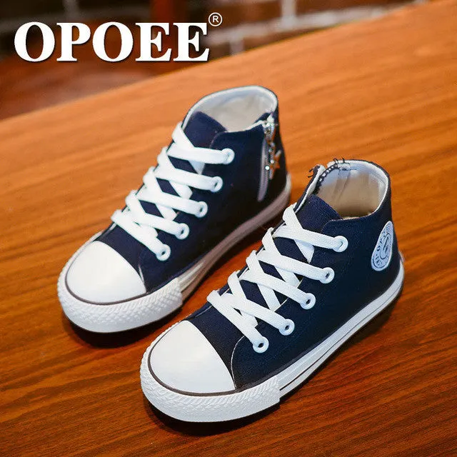 14 kinds New Arrived Size 25-37 Children Shoes Kids Canvas Sneakers Boys Jeans Flats Girls Boots Denim Side Zipper Shoes