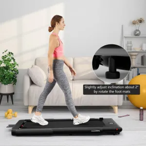 2 in 1 Folding Treadmill with Bluetooth Speaker Remote Control-Black