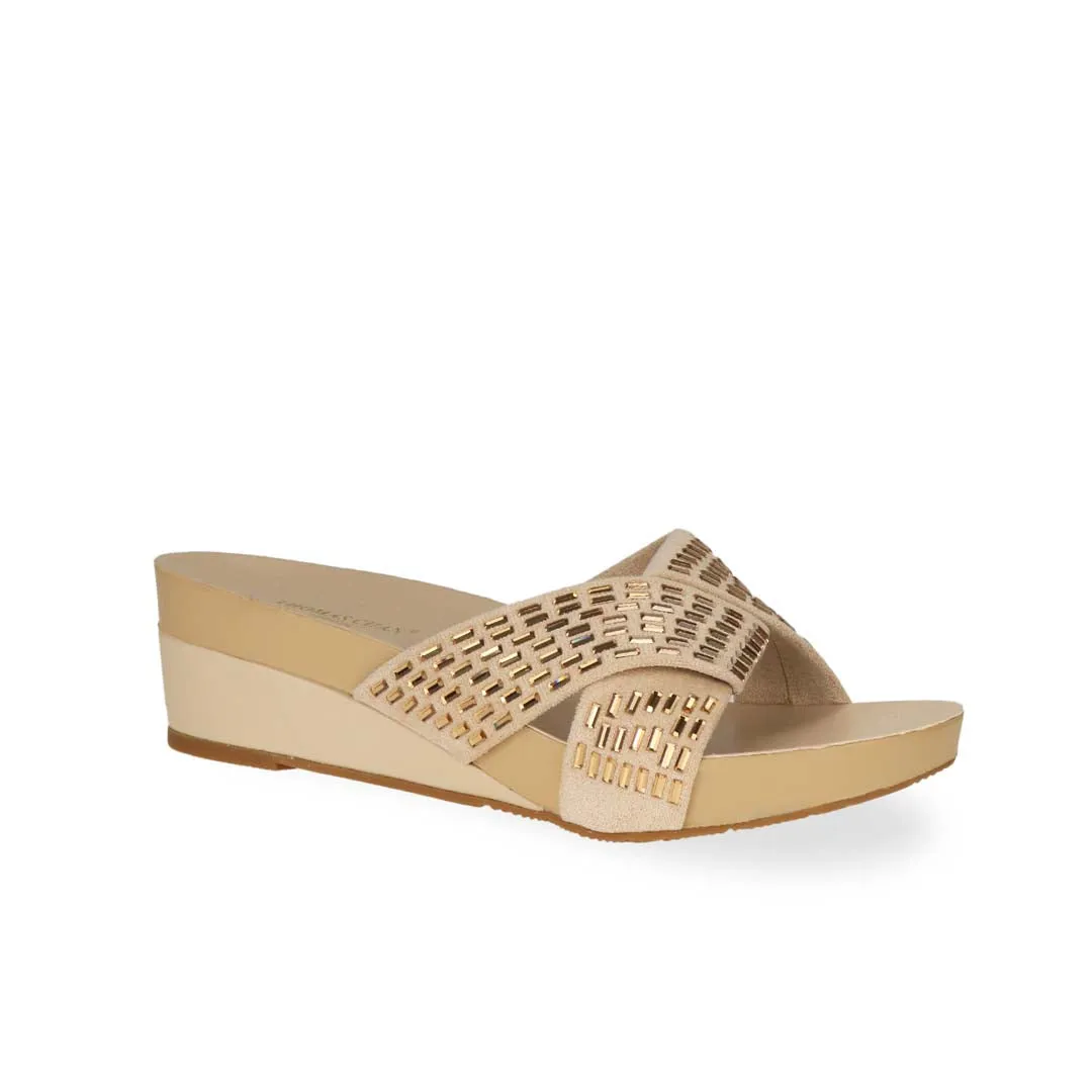 [20% off at cart] Diamond Crisscross Suede Low Wedges