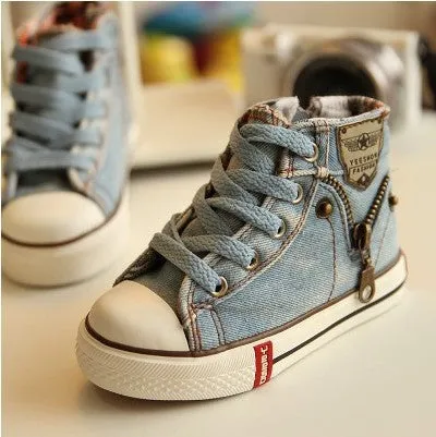 2017 Canvas Children Shoes Sport Breathable Boys Sneakers Brand Kids Shoes for Girls Jeans Denim Casual Child Flat Boots 25-37