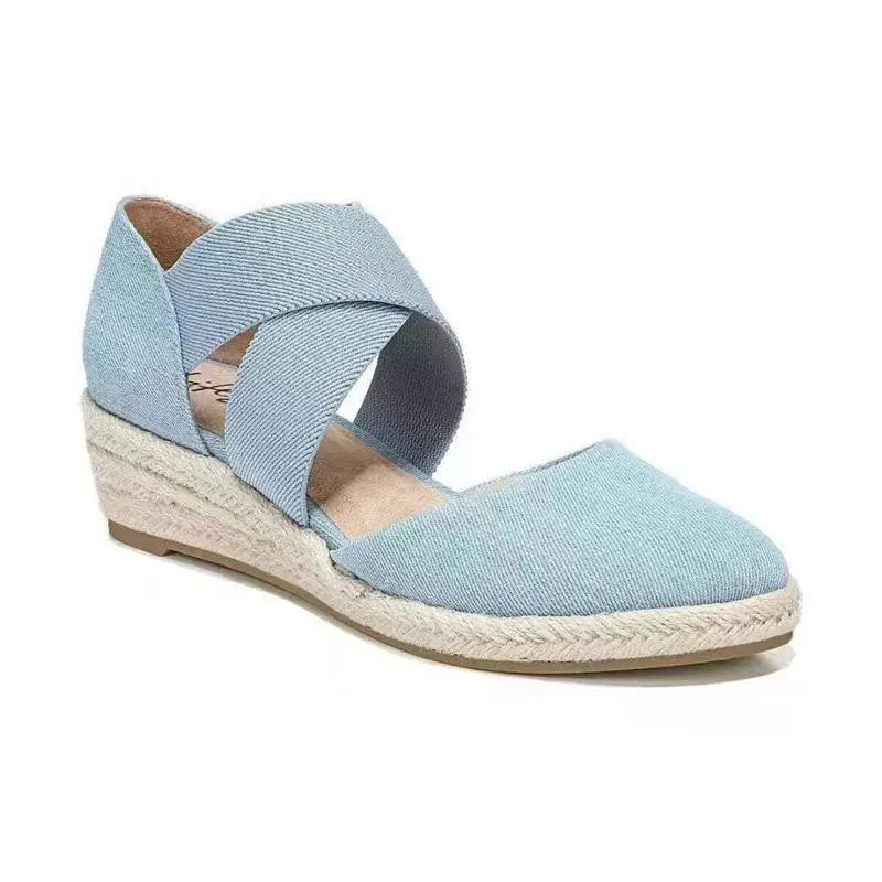 2024 Women Sandals  Wedge Solid Color Slip On Ladies Shoes Summer Fashion Casual Outdoor Comfy Female Footwear