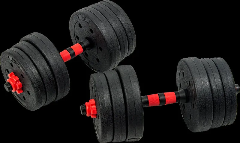 20kg Adjustable Rubber Dumbbell Barbell Set, Non-Slip Grip