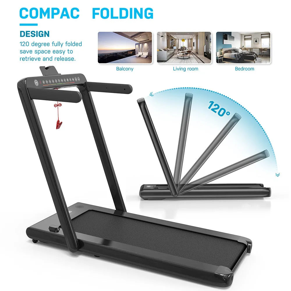 2.25HP Motorized 2-in-1 Folding Treadmill with Bluetooth Speaker, Remote Control