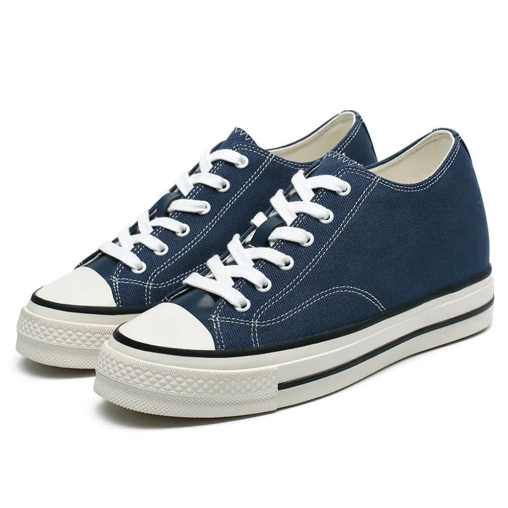 6 CM/2.36 Inches CMR CHAMARIPA Blue Canvas Height Increasing Shoes for Women