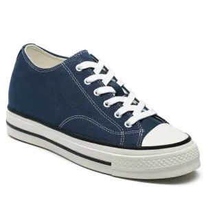 6 CM/2.36 Inches CMR CHAMARIPA Blue Canvas Height Increasing Shoes for Women