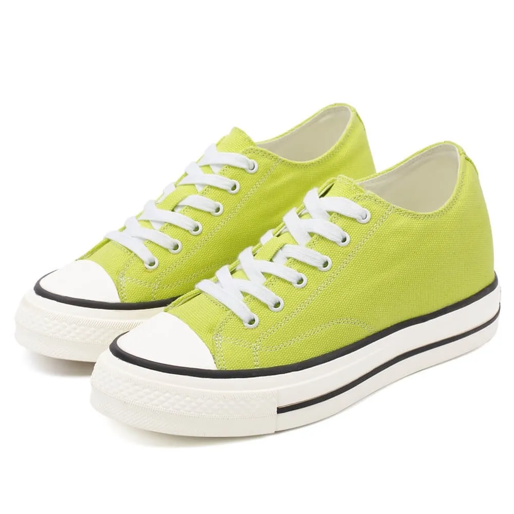 6 CM/2.36 Inches CMR CHAMARIPA Green Canvas Casual Elevator Shoes for Women