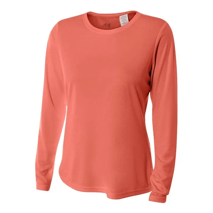 A4 Womens Long Sleeve Cooling Performance Crew