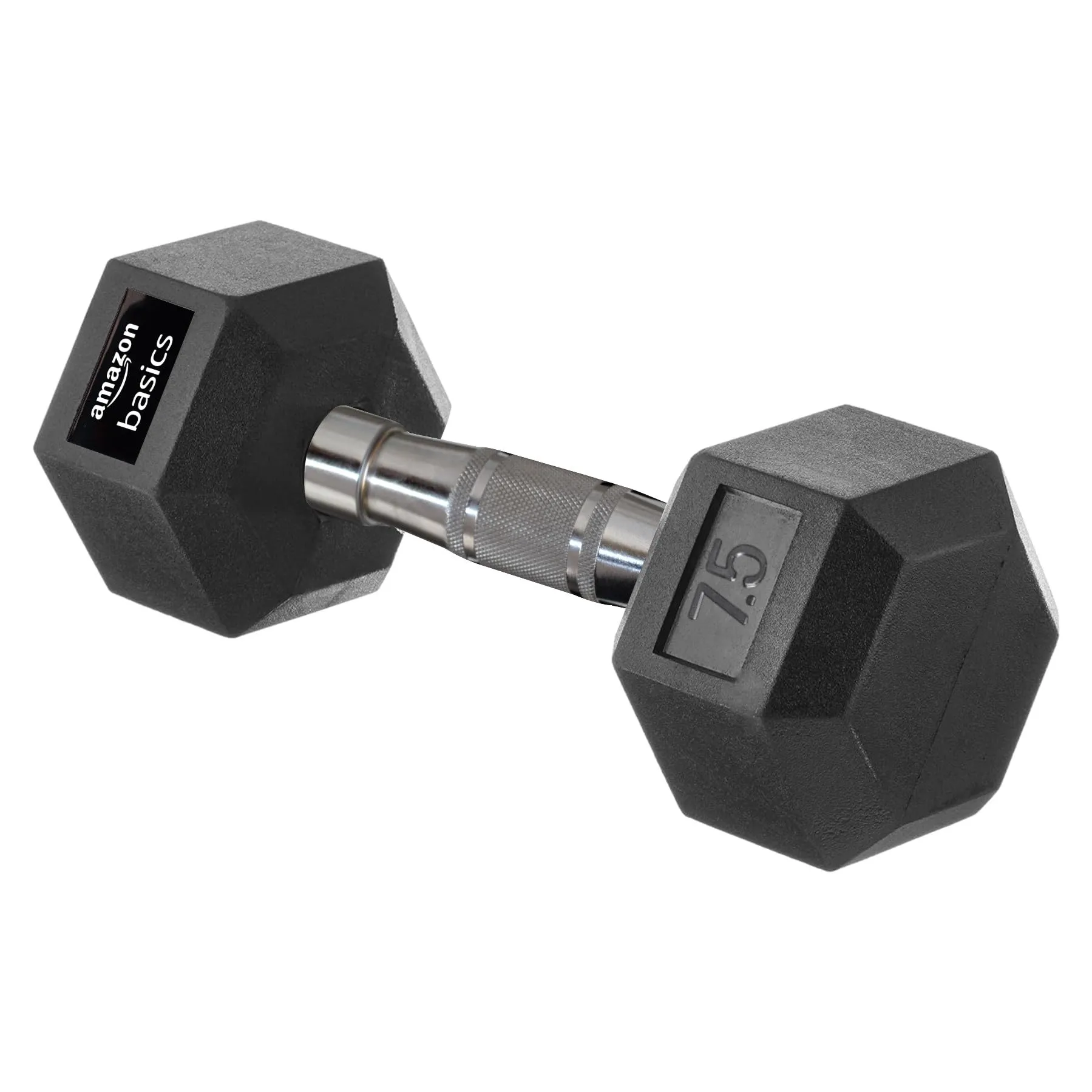 amazon basics Rubber Encased Hex Dumbbell Weight Set Of 2, 7.5 Kg,Black