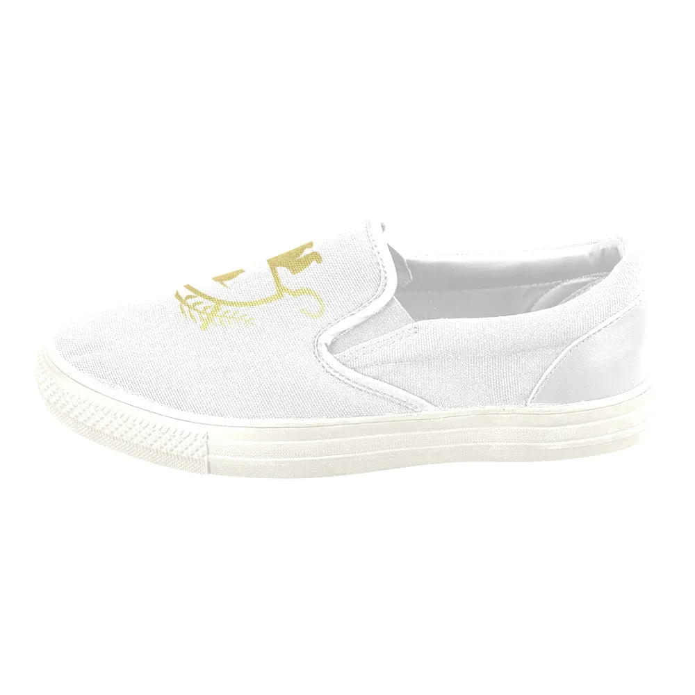 ATEF SHIELD WHITE Men's Unusual Slip-on Canvas Shoes