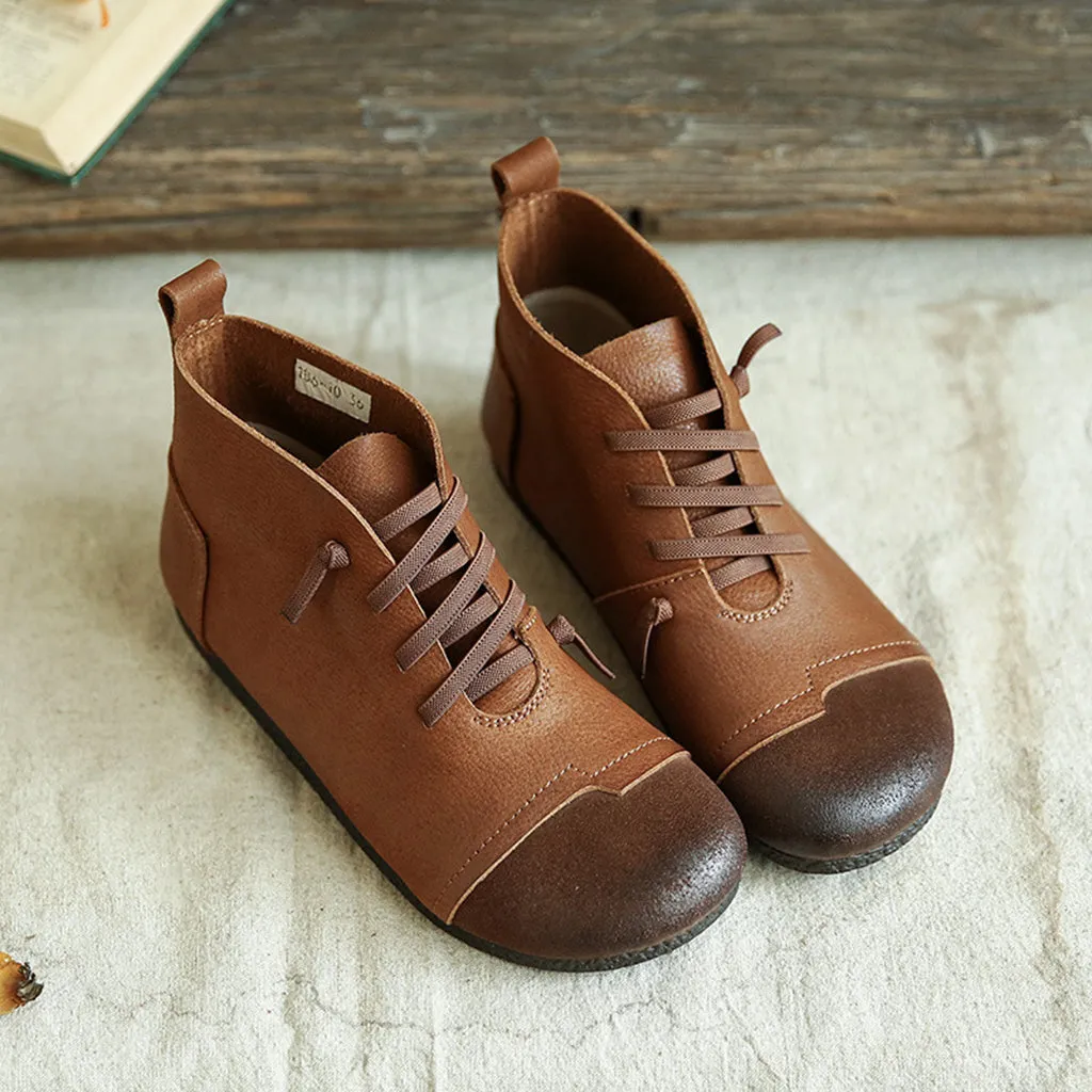 Autumn Retro Leather Soft Bottom Japanese Style Women's Boots | Gift Shoes