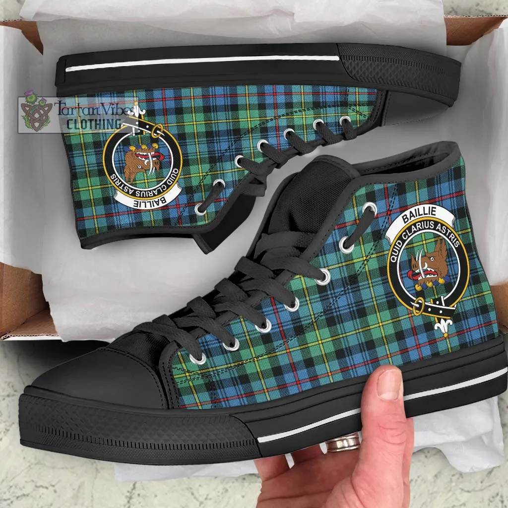 Baillie Ancient Tartan High Top Shoes with Family Crest