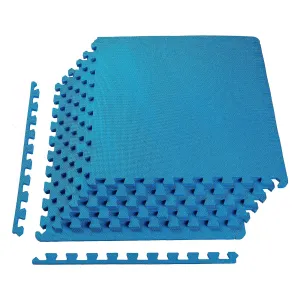 BalanceFrom Fitness 24 Sq Ft Interlocking EVA Foam Exercise Mat Tiles, Blue