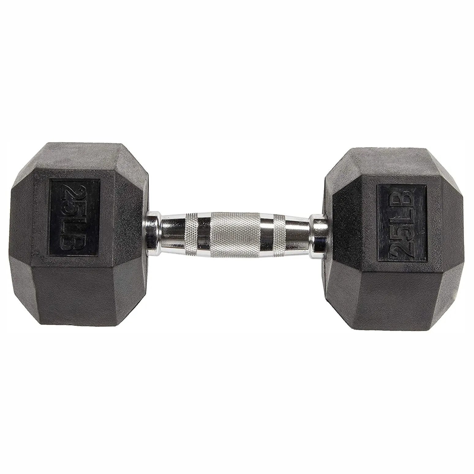 BalanceFrom Rubber Encased Hexagonal Cast Dumbbells Set, 25Lb Pair (Used)