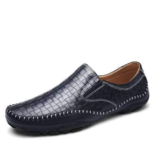 Banggood Shoes Men Leather Woven Style Loafers