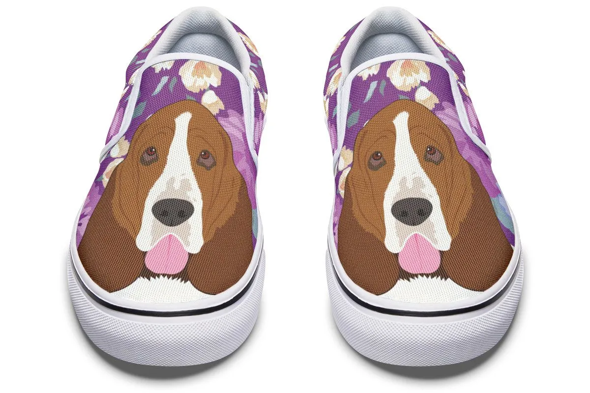 Basset Hound Dog Portrait Slip-On Shoes