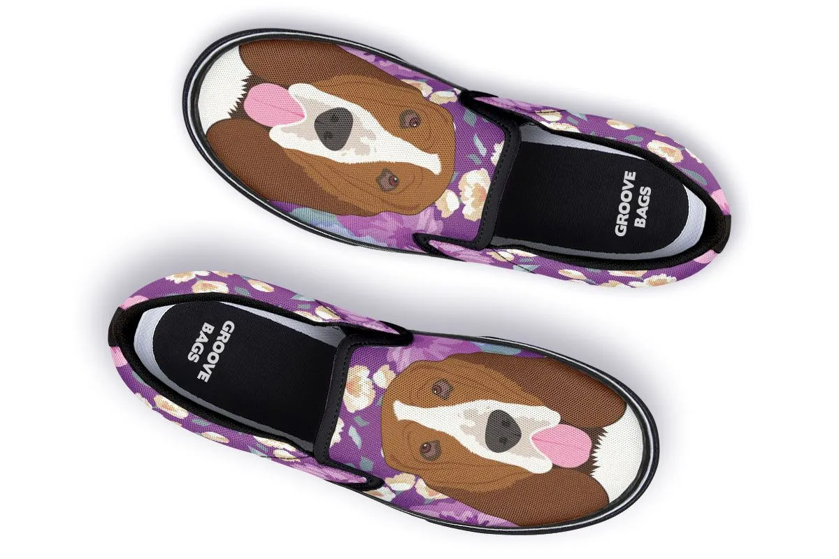 Basset Hound Dog Portrait Slip-On Shoes