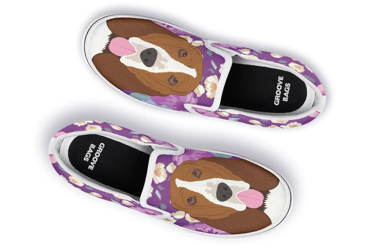 Basset Hound Dog Portrait Slip-On Shoes