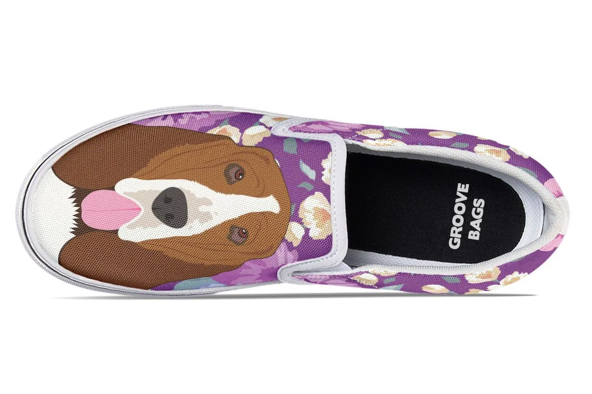 Basset Hound Dog Portrait Slip-On Shoes