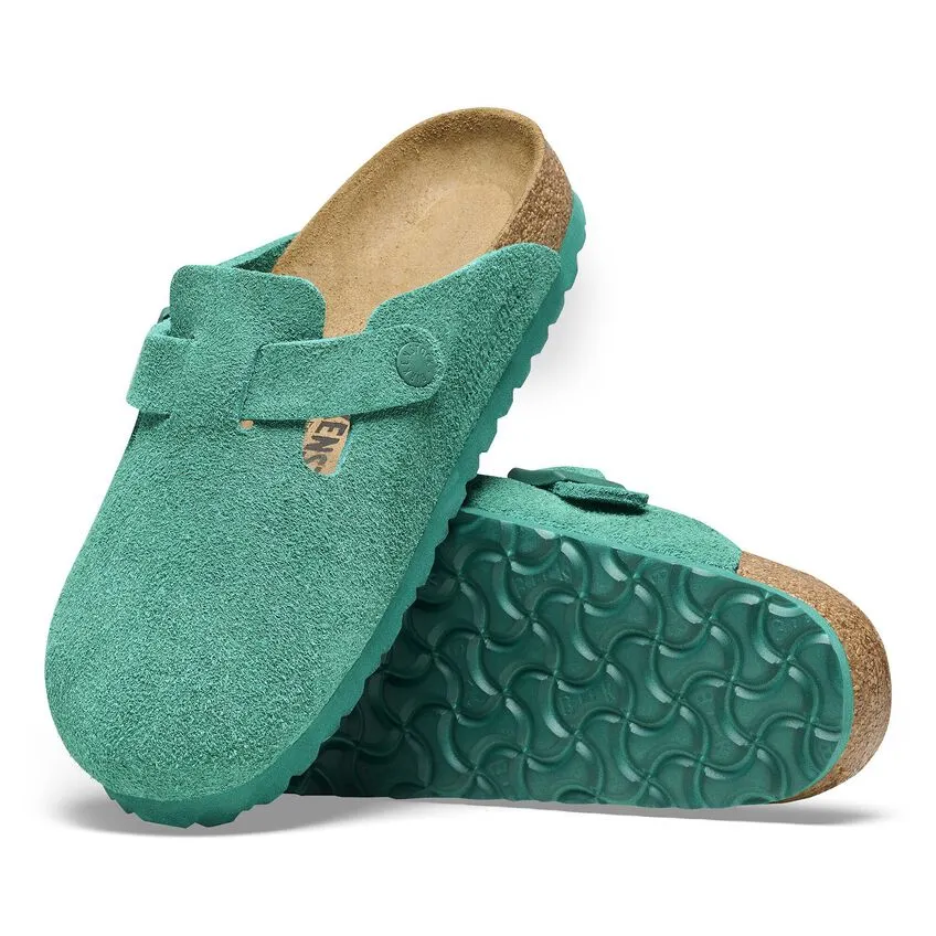 BIRKENSTOCK Women's Boston Suede Leather (Digital Green - Narrow Fit)