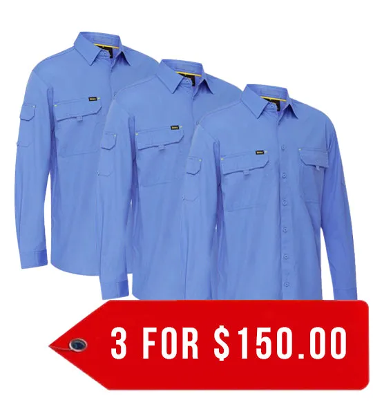 Bisley Mens X Airflow Ripstop Work Shirt-3 Pack-(BS6414-1)