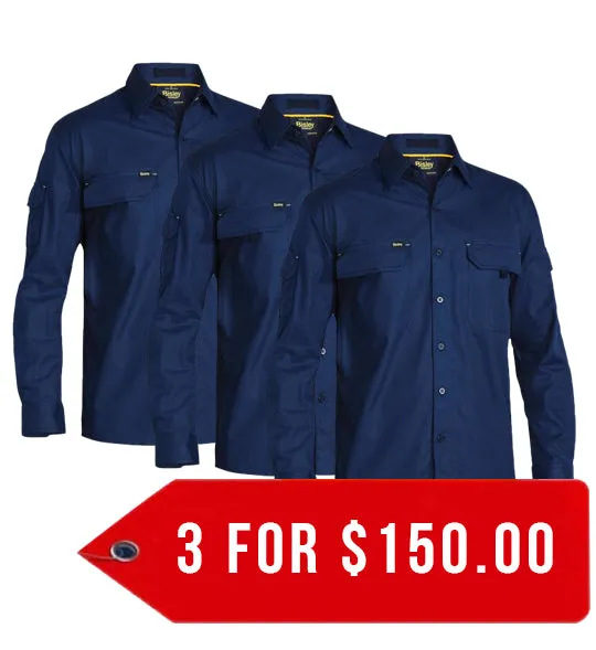 Bisley Mens X Airflow Ripstop Work Shirt-3 Pack-(BS6414-1)