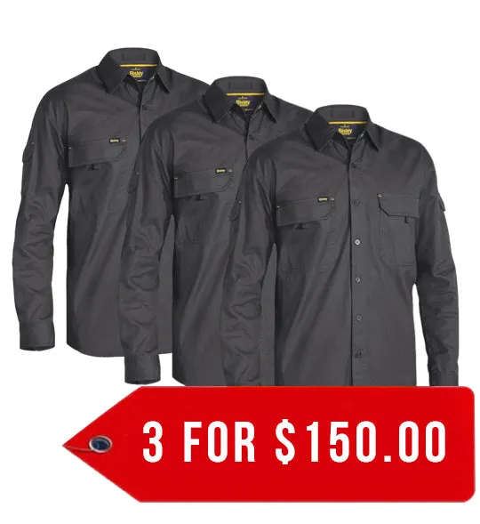 Bisley Mens X Airflow Ripstop Work Shirt-3 Pack-(BS6414-1)