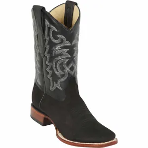 Black Suede Square Toe Western Boots