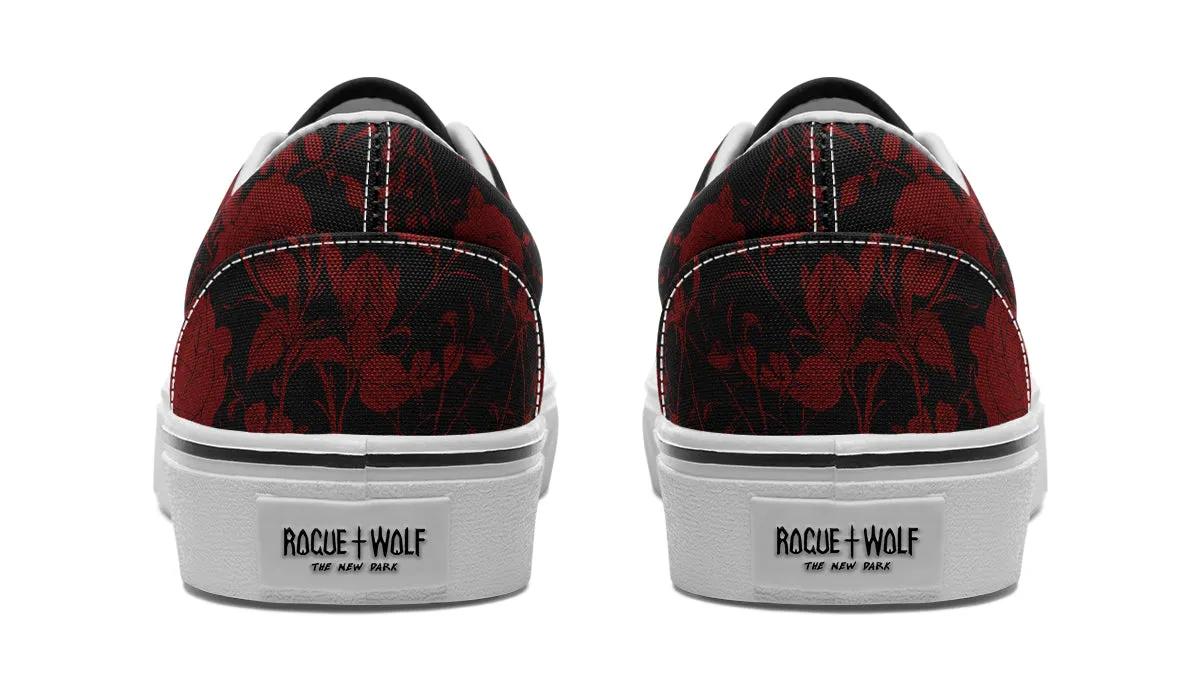 Blood Rose Romance Street Sneakers - Premium Vegan Canvas Sneakers with Durable Waffle Soles