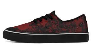 Blood Rose Romance Street Sneakers - Premium Vegan Canvas Sneakers with Durable Waffle Soles