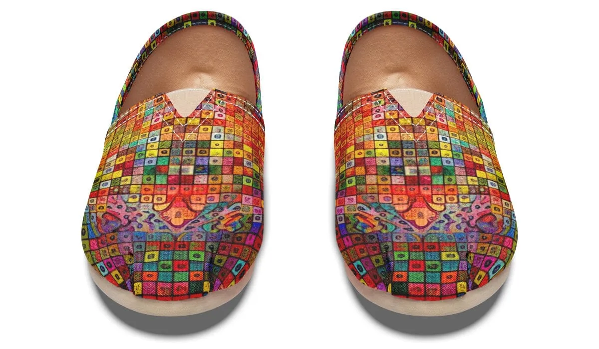 Blottered Grid Casual Slip on Shoes