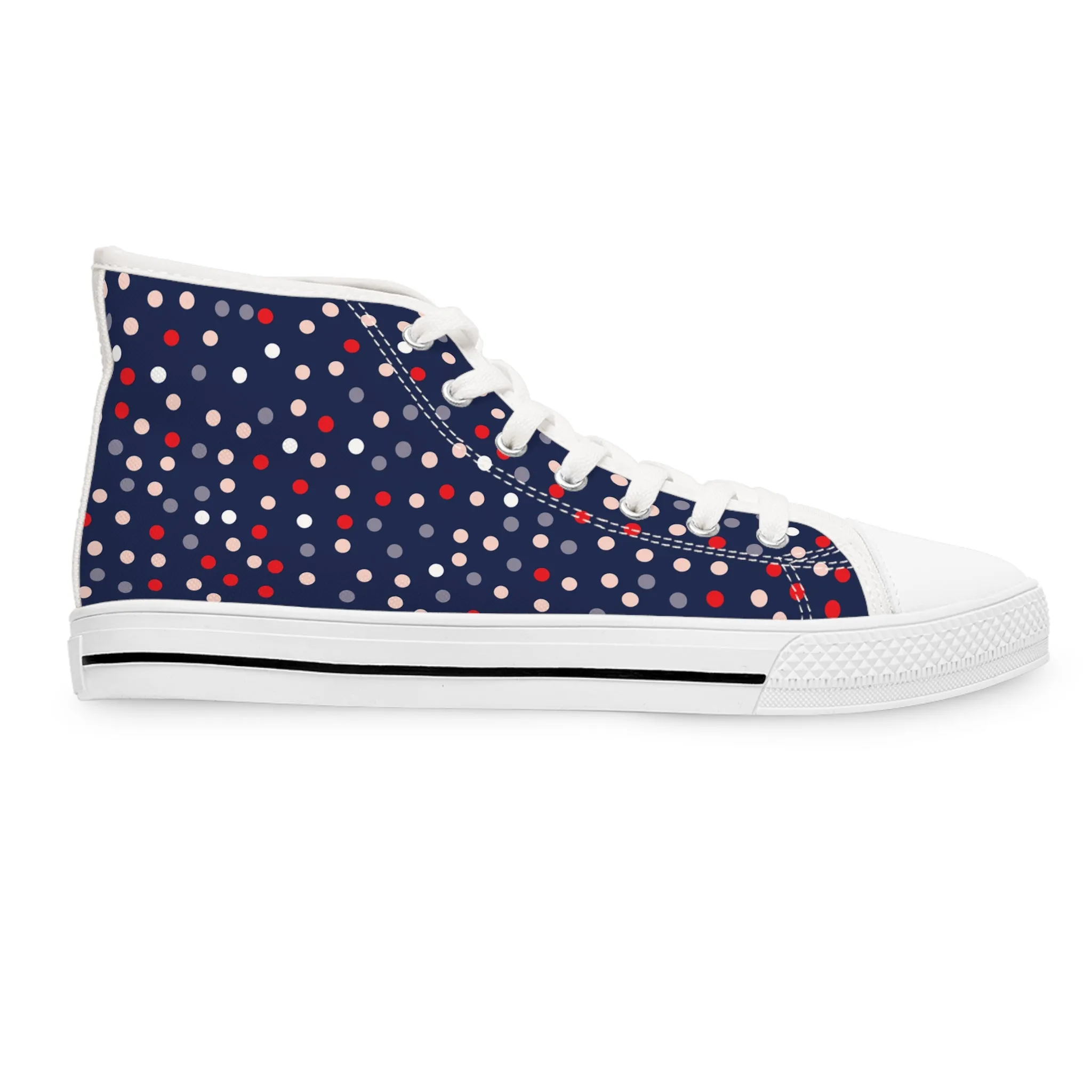 Blue Pokka Dots Women's High Top Sneakers