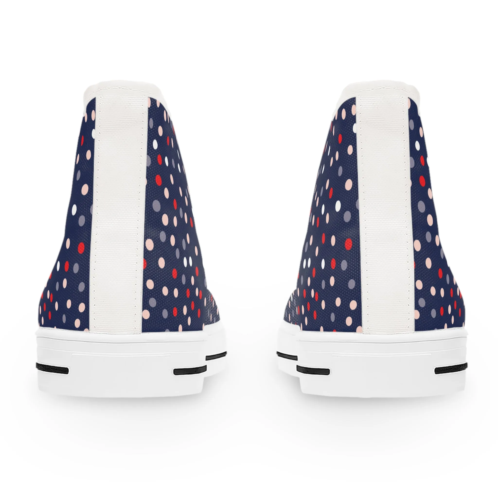 Blue Pokka Dots Women's High Top Sneakers