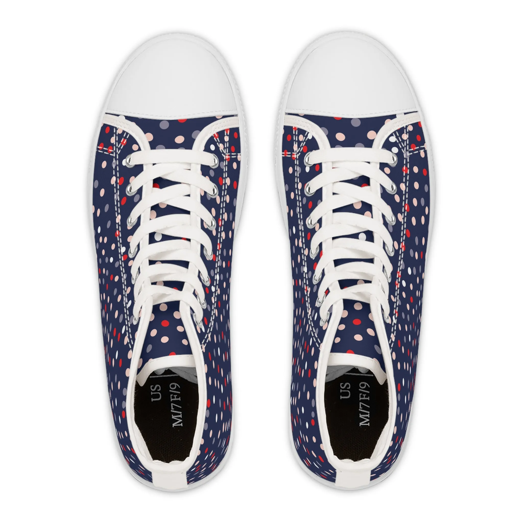 Blue Pokka Dots Women's High Top Sneakers