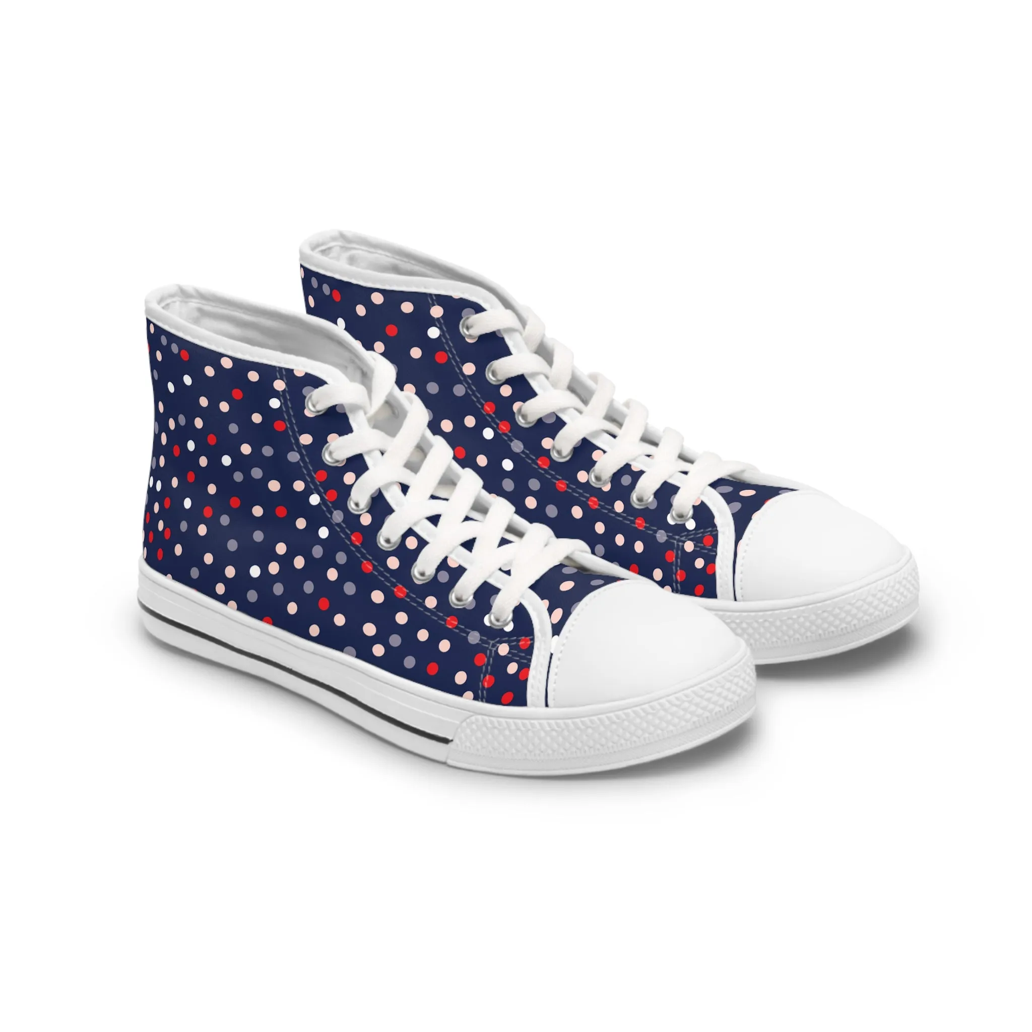 Blue Pokka Dots Women's High Top Sneakers