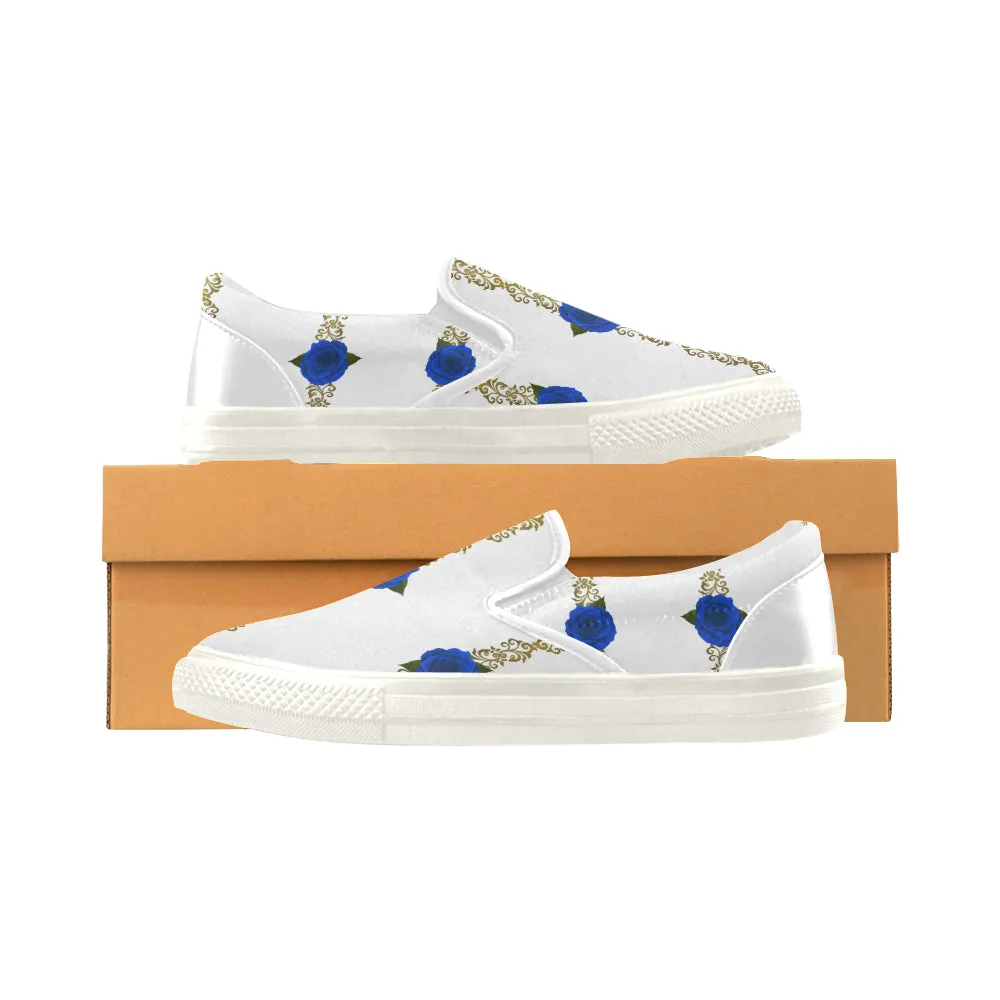 BLUE ROSES  Unusual Slip-on Canvas Shoes