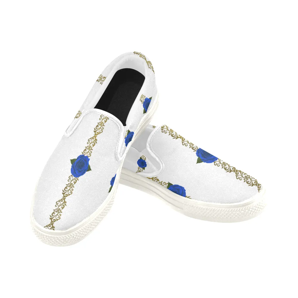 BLUE ROSES  Unusual Slip-on Canvas Shoes