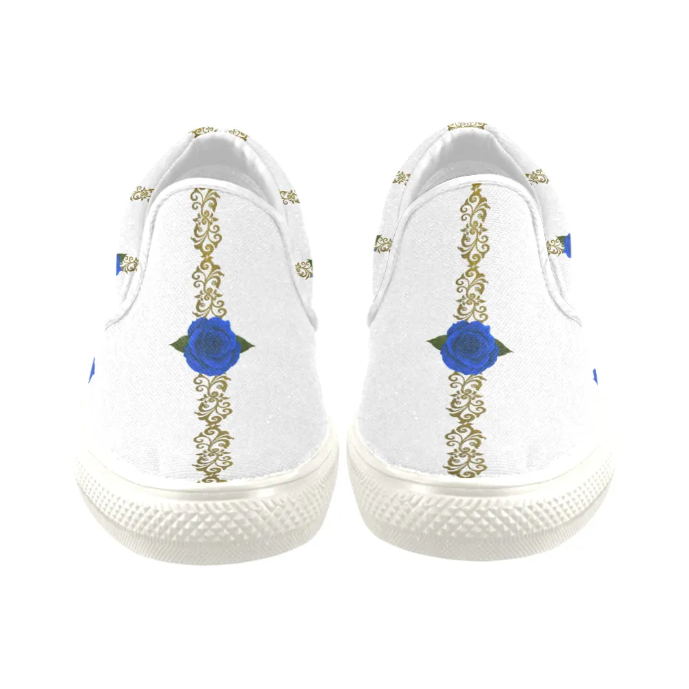 BLUE ROSES  Unusual Slip-on Canvas Shoes