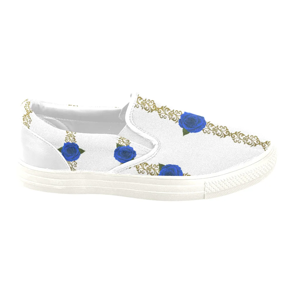 BLUE ROSES  Unusual Slip-on Canvas Shoes