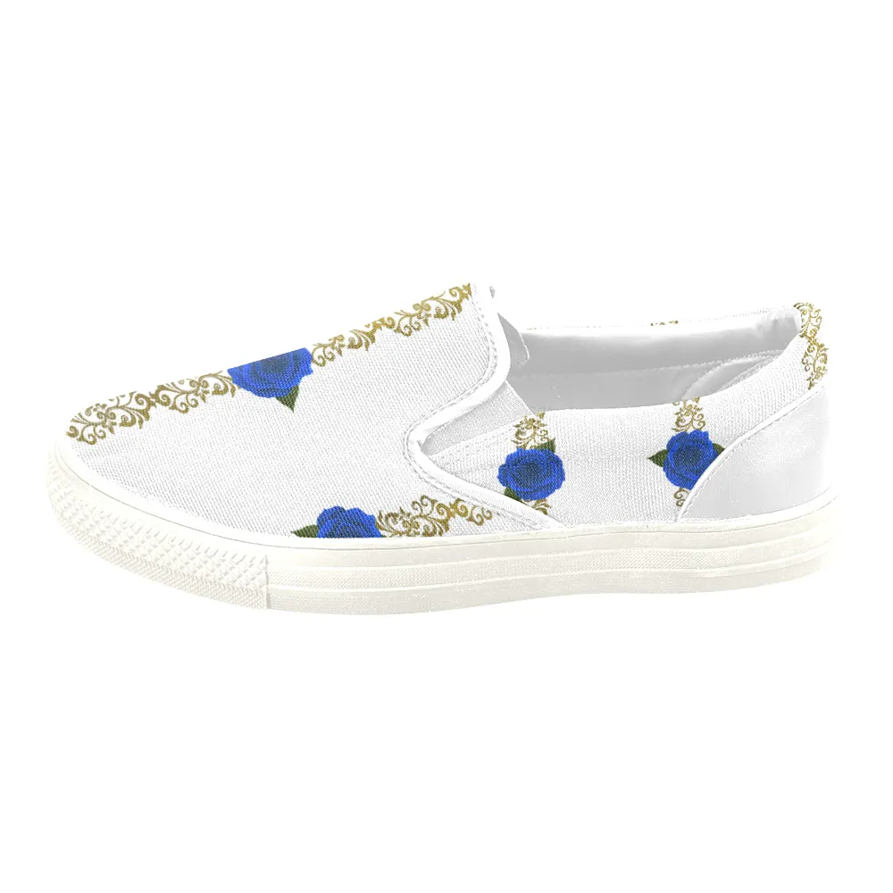 BLUE ROSES  Unusual Slip-on Canvas Shoes