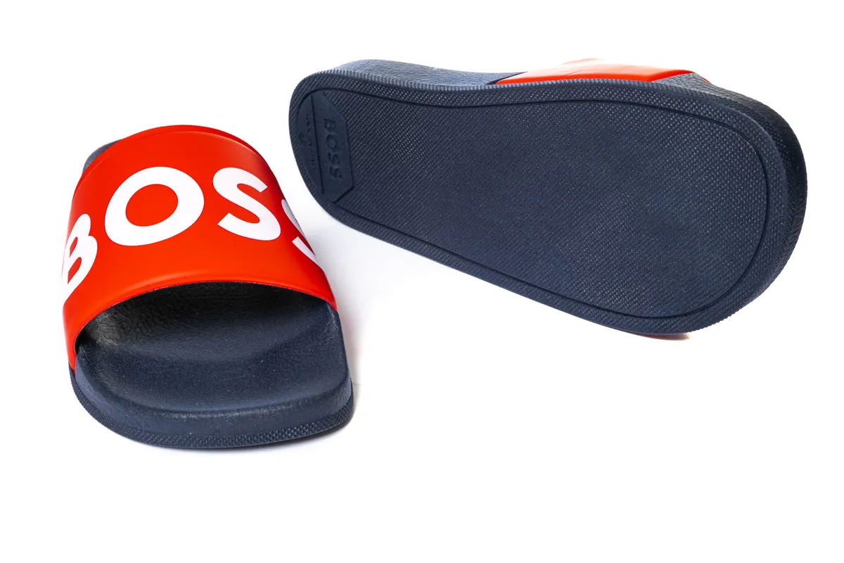 BOSS Sean_Slid_lgpr Slide in Navy & Red