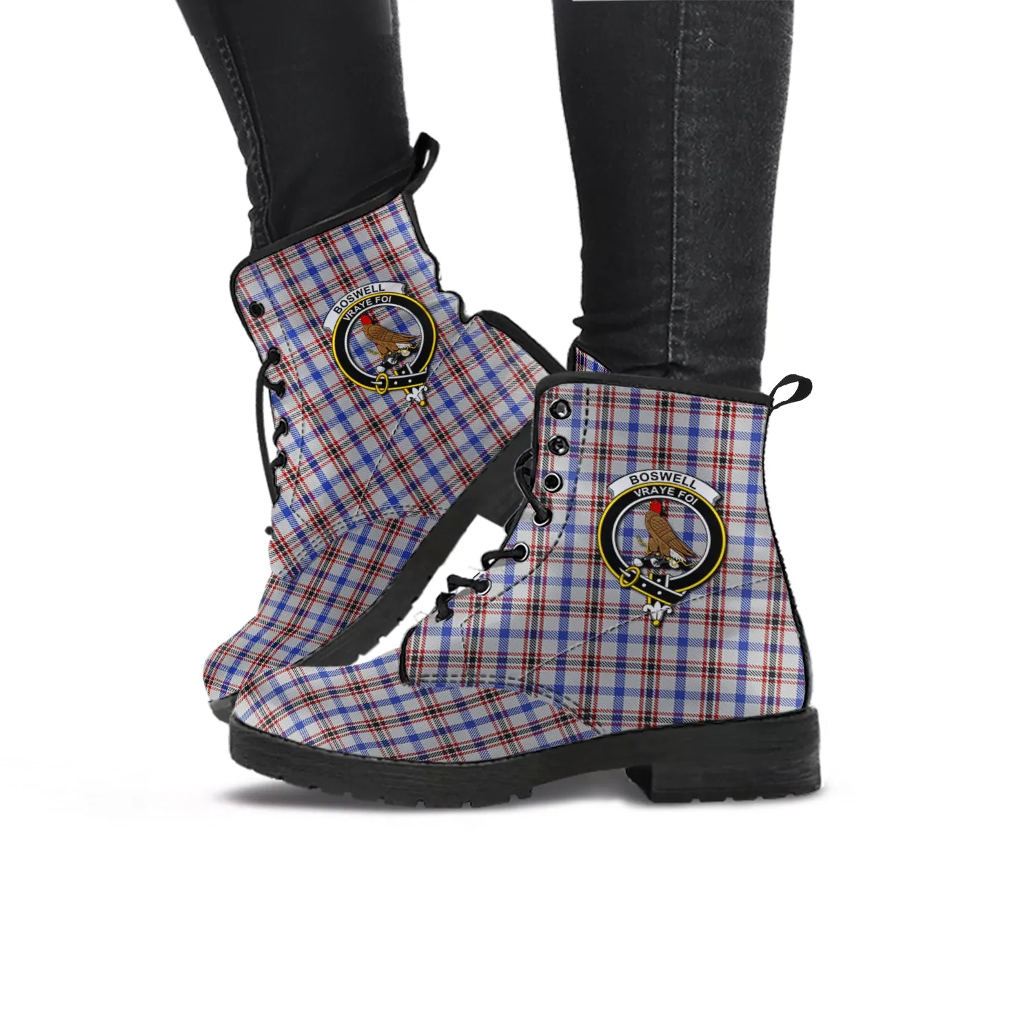 Boswell Tartan Leather Boots with Family Crest