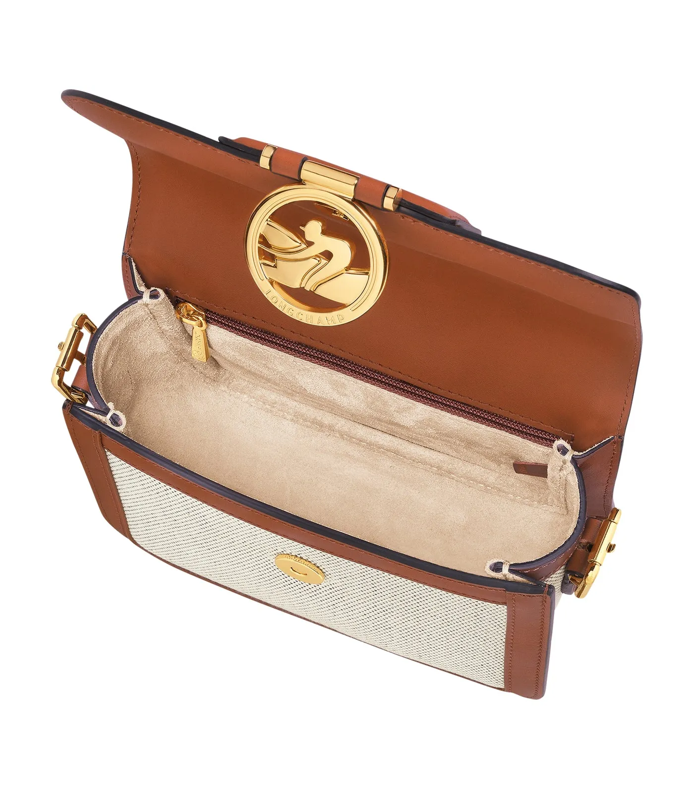 Box-Trot Toile Crossbody Bag S Cognac