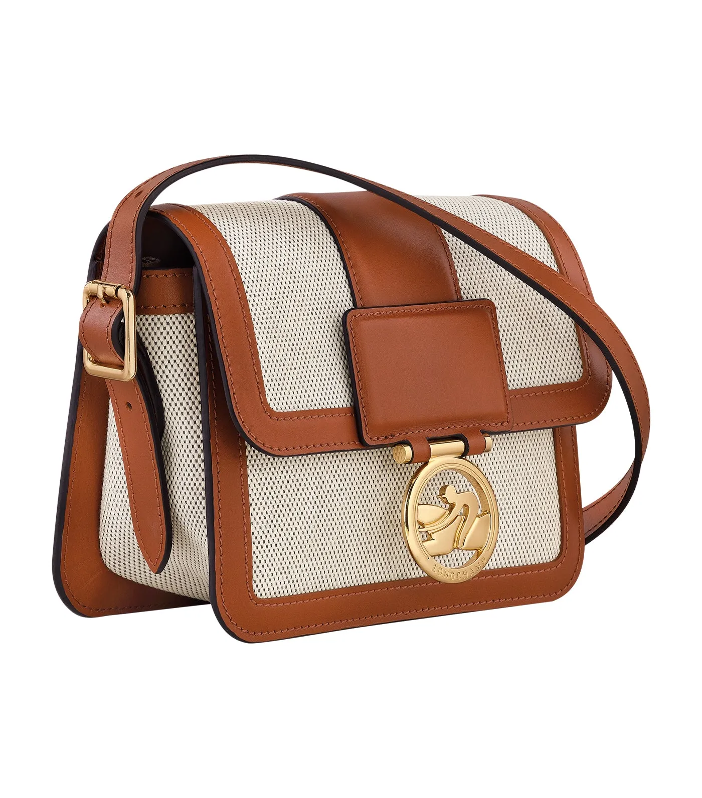 Box-Trot Toile Crossbody Bag S Cognac