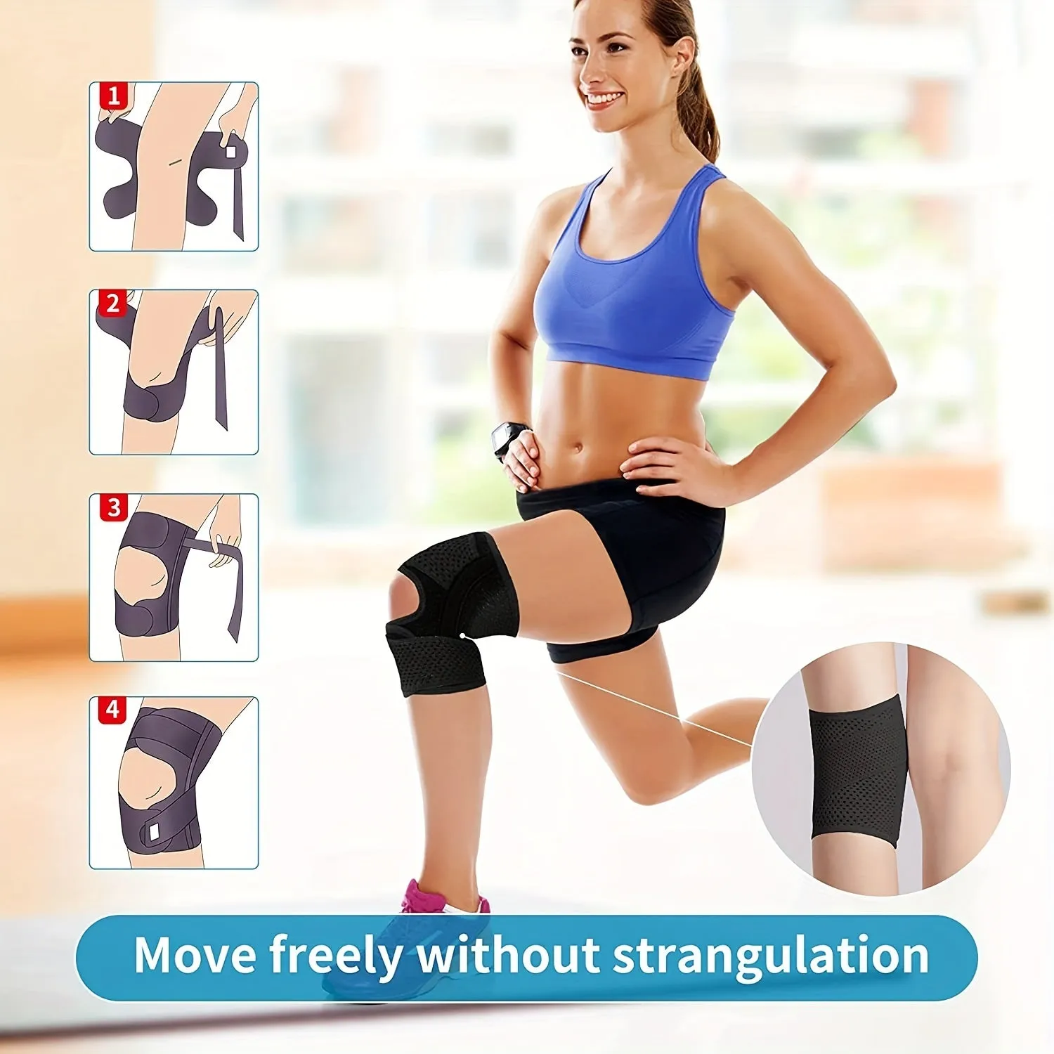 Breathable Knee Support Brace with Side Stabilizers for Arthritis