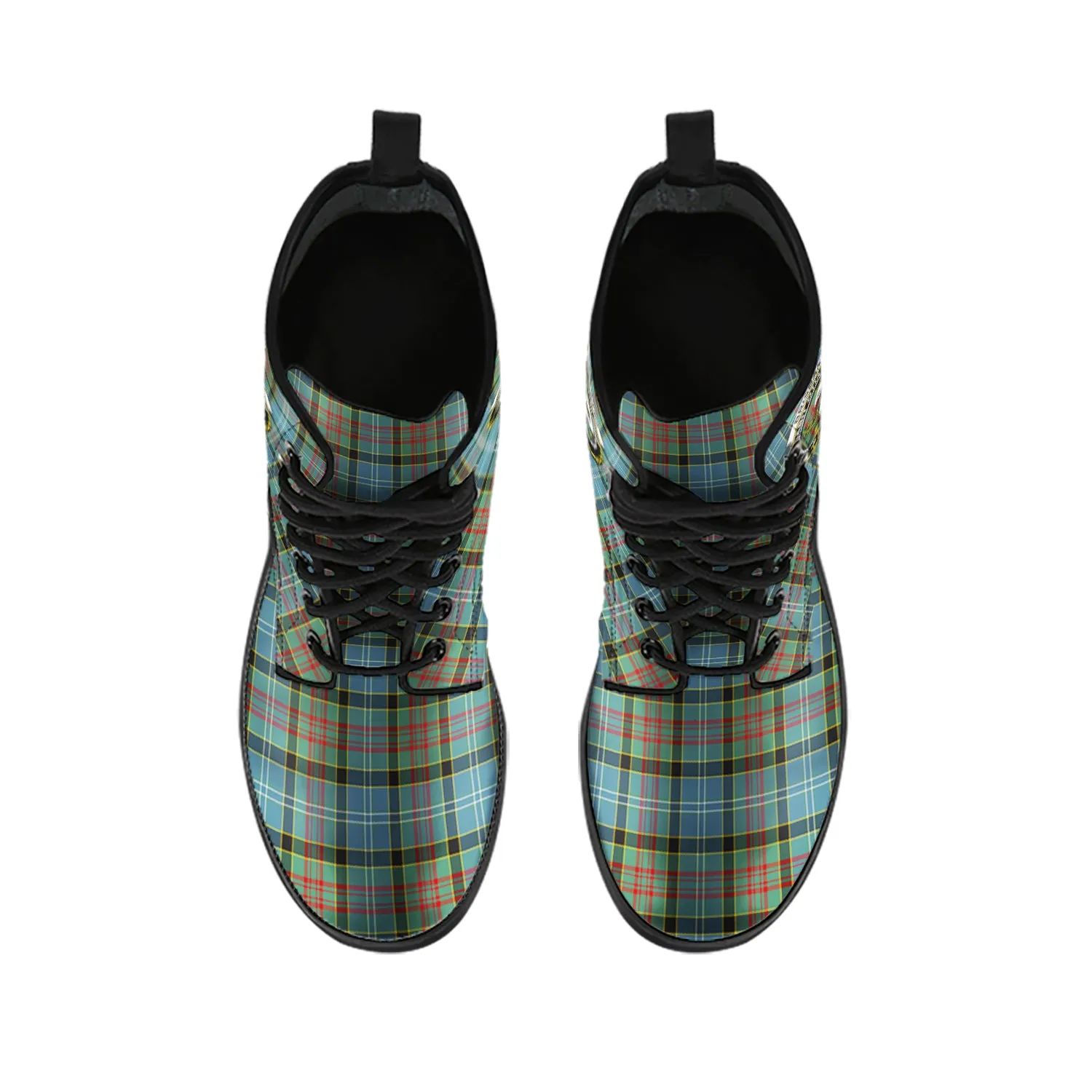 Brisbane Tartan Leather Boots with Family Crest