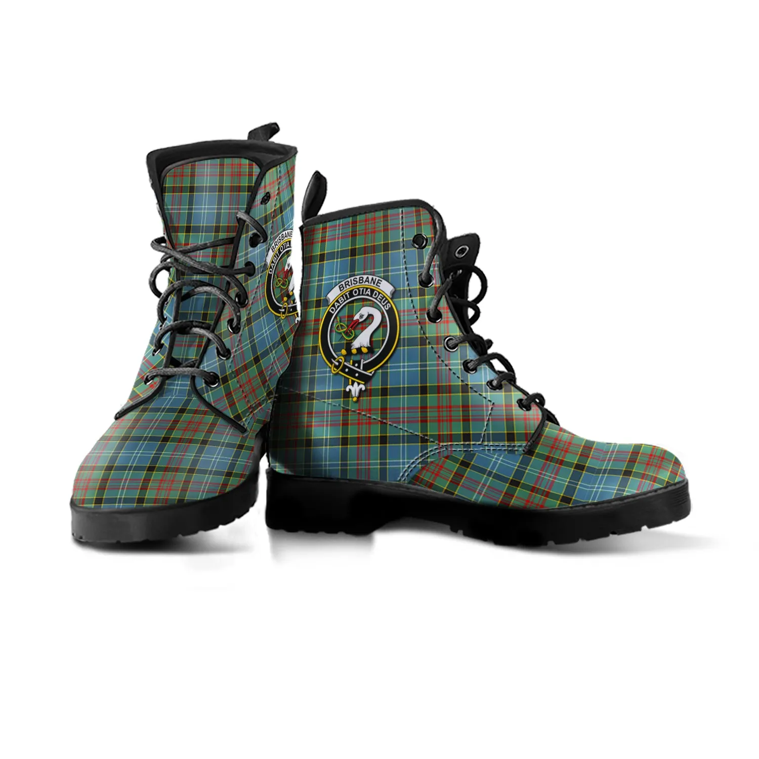 Brisbane Tartan Leather Boots with Family Crest