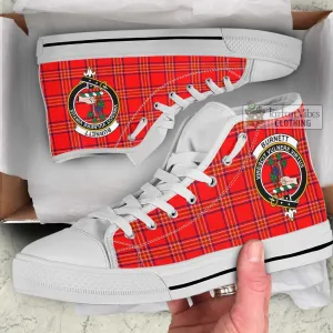 Burnett Modern Tartan High Top Shoes with Family Crest