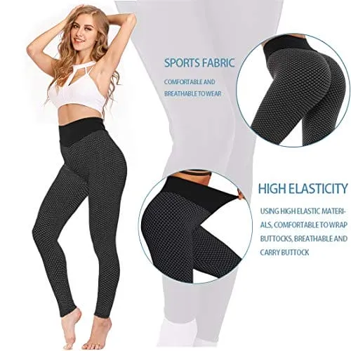 Butt Lifting Anti Cellulite Leggings for Women High Waisted Yoga Pants Workout Tummy Control Sport Tights - Y-tight-black