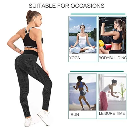 Butt Lifting Anti Cellulite Leggings for Women High Waisted Yoga Pants Workout Tummy Control Sport Tights - Y-tight-black